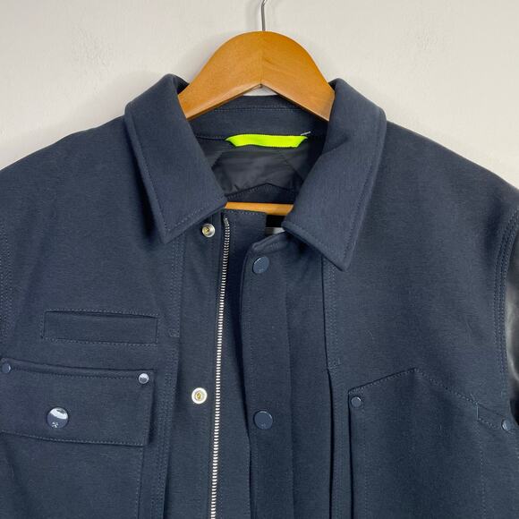 OAMC Over All Master Cloth Director Coat Jacket Cotton Leather Navy Blue Mens M - Picture 4 of 16